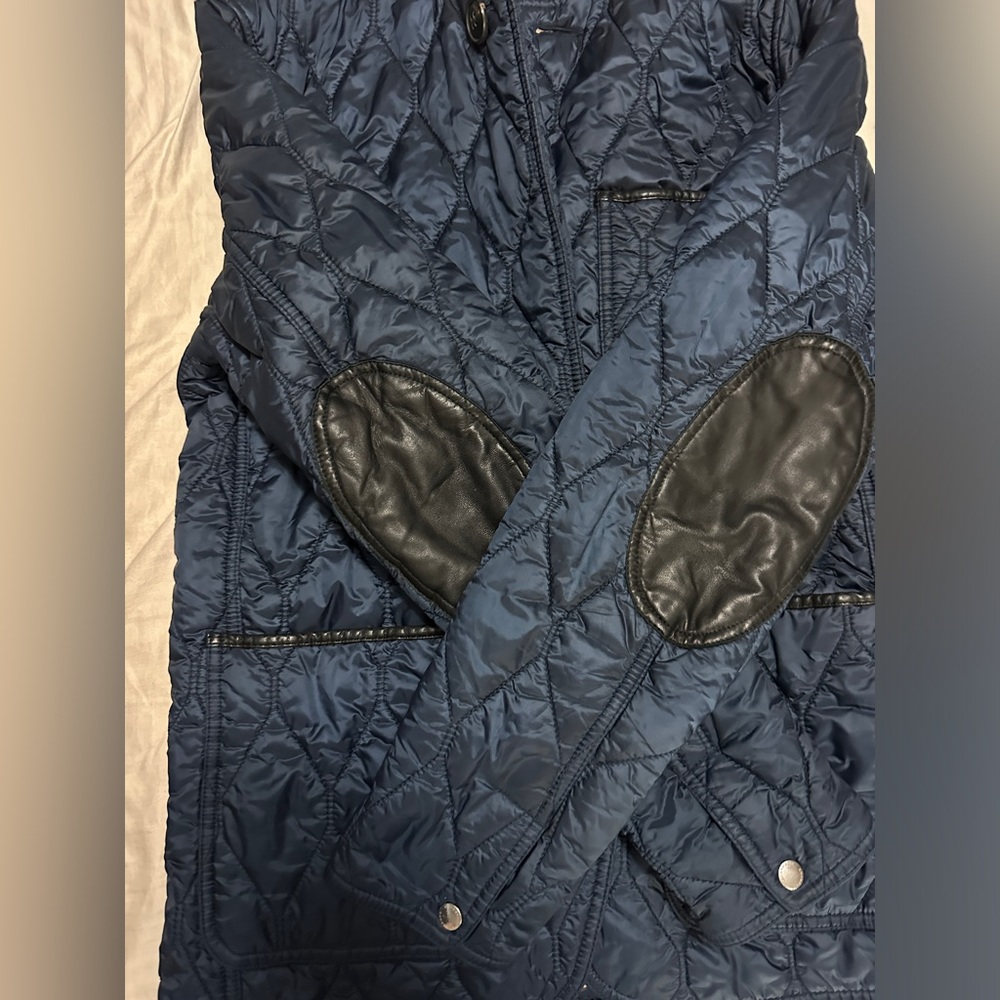 Burberry Quilted Jacket Elbow Patch Navy Nylon Co… - image 4